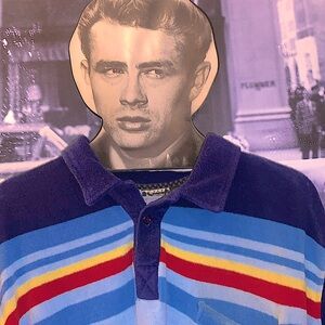 🛹VANS🏄‍♂️ Retro Multicolored Terrycloth Polo sz Lrg EUC